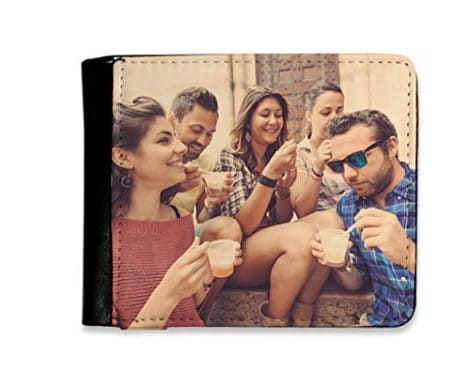 Cartera personalizada para hombres con fotos y texto | Alta calidad de impresión | Espacio para 8 tarjetas | 12 x 10 cm | Con monedero | Negro.