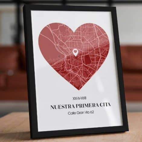 Placa de Metacrilato Transparente Personalizada con Mapa del Amor, Diseño y 3 Frases. Ideal para Regalar en San Valentín, Cumpleaños u Ocasiones Especiales.