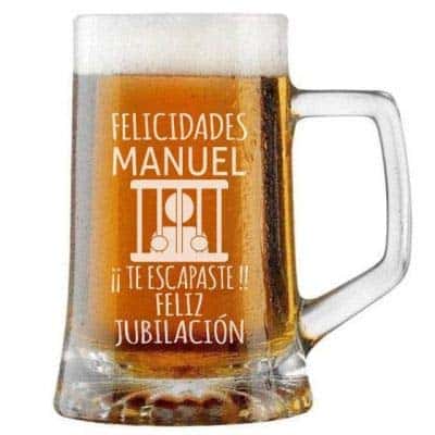 Jarra de Cerveza Personalizada “Jubilación Cárcel Hombre”. Regalo Grabado y Personalizado para Hombre o Mujer. Detalle para Festejos Cumpleaños Aniversario Regalo Mamá Jubilación.