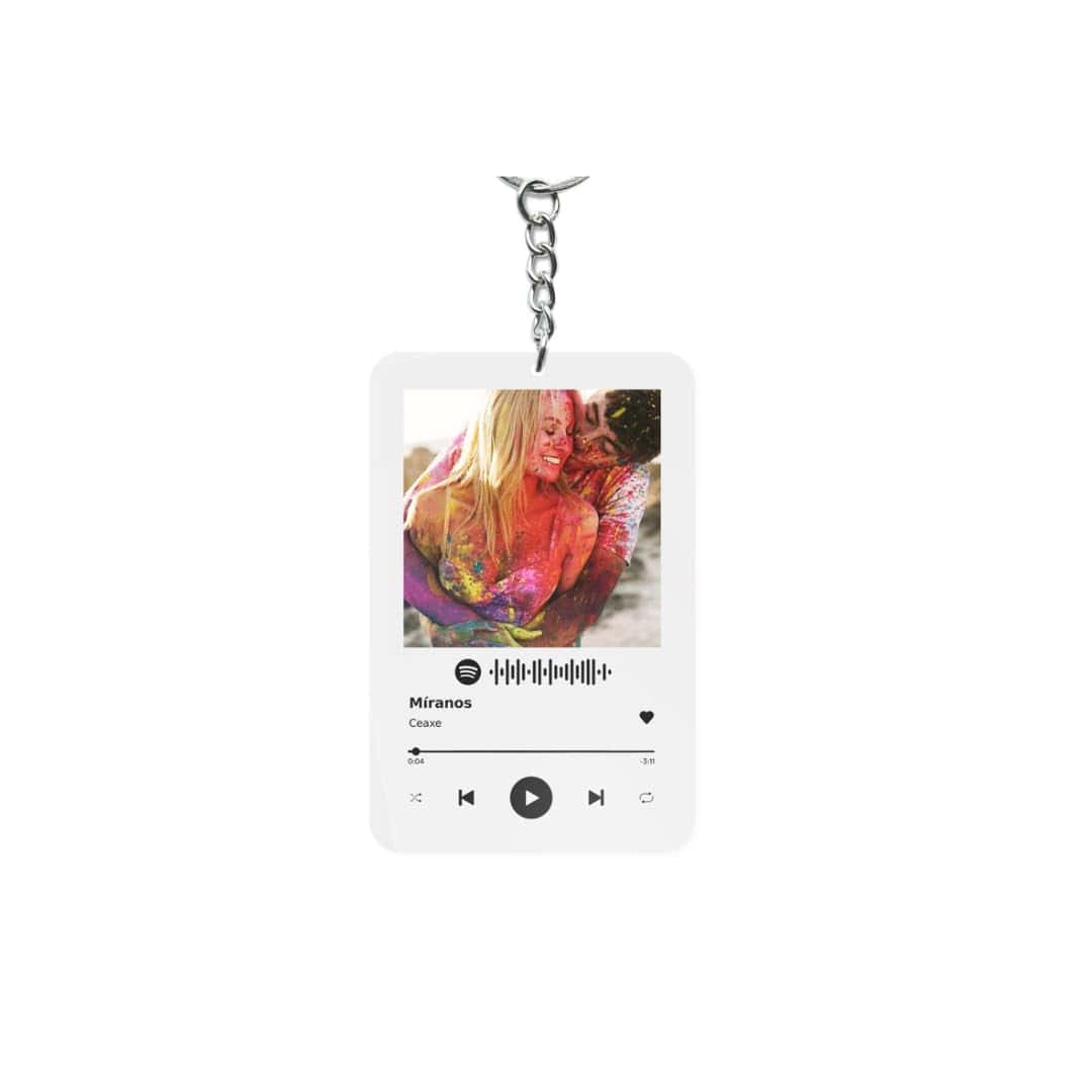 Transparent Gift Llavero Personalizado Spotify Placa con Foto, Frase y Canción Favorita. Regalos Aniversario personalizados Pareja, Novio, Novia, Regalos Originales San Valentín. Llavero Metacrilato