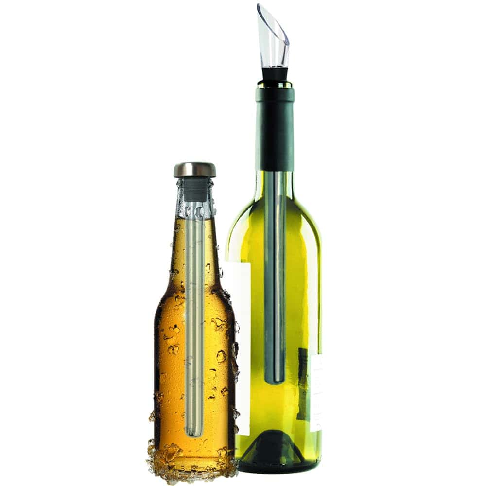 Original Regalo Enfriador de Botella Para Vino y Cerveza - Accesorios Aireador y Vertedor - Más Elegante que Funda o Cubitera - Idea Navidad Reyes Magos Padre Hombre Amigo Invisible Frikis Curiosos