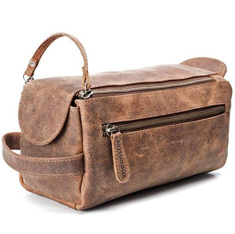 Bolso de Viaje Unisex MOONSTER® – Neceser Vintage Resistente y Compacto para llevar tus artículos de aseo con estilo en tus viajes.