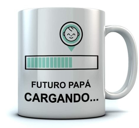 Taza para futuros papás, original y blanca, regalo perfecto para padres primerizos. Capacidad: 350ml.