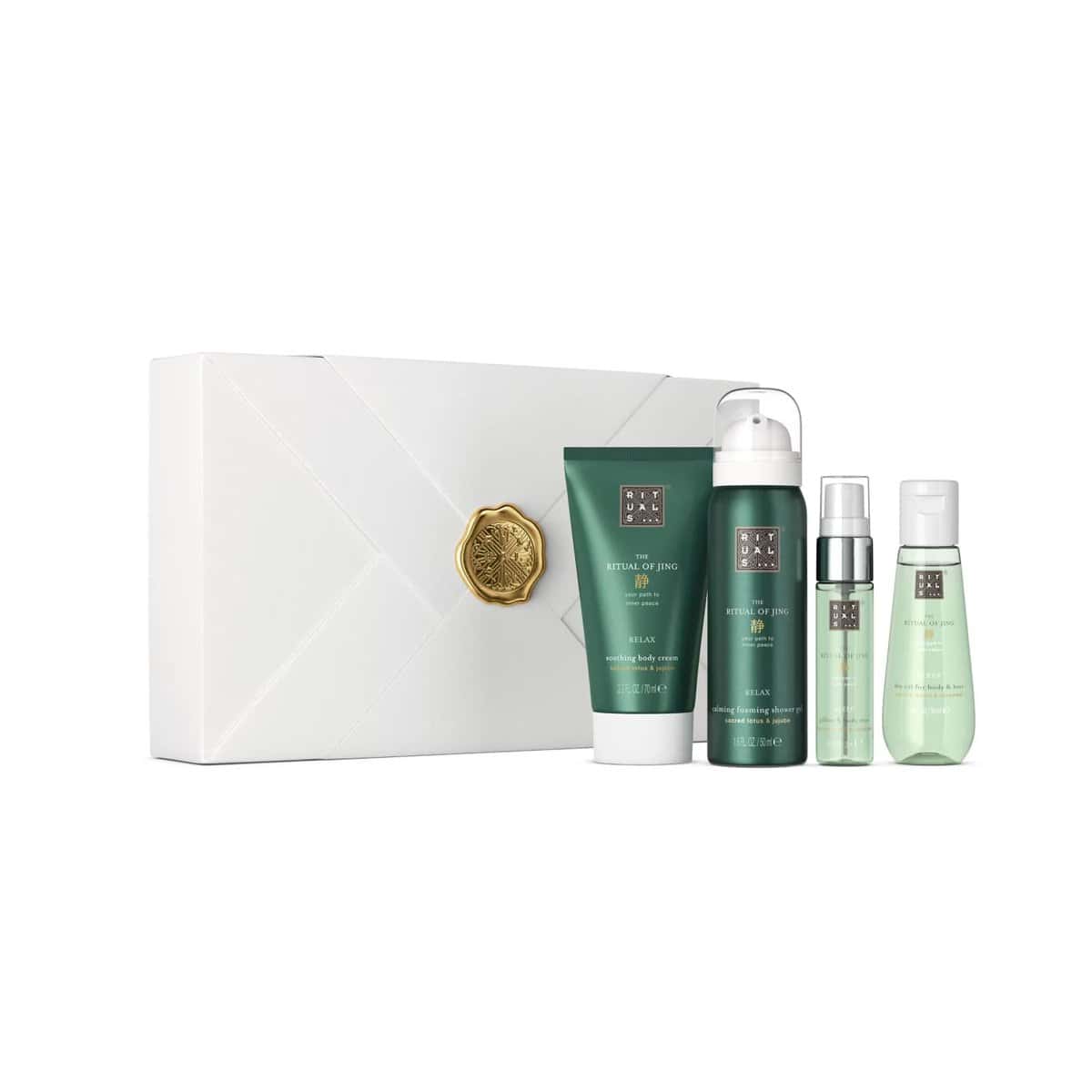 RITUALS Cofre regalo The Ritual of Jing - Relax & Sleep, S - Set de baño con 4 productos para el cuidado de la piel con loto, azufaifo, lavanda y sándalo - Propiedades relajantes