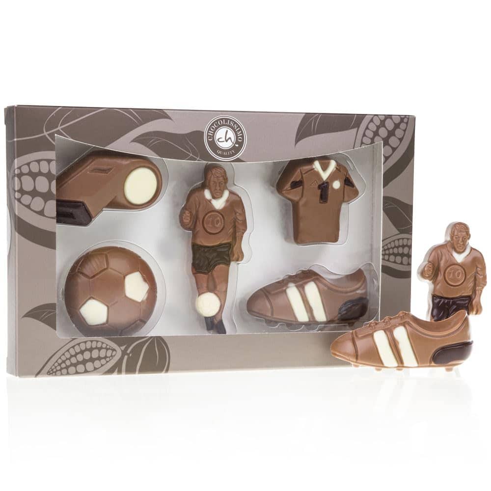 Conjunto futbolista - hecho de chocolate | primera calidad | Juego de fútbol de chocolate | para los fanáticos del fútbol | cumpleaños | niños | adultos | hombre | mujer | idea de regalo divertido