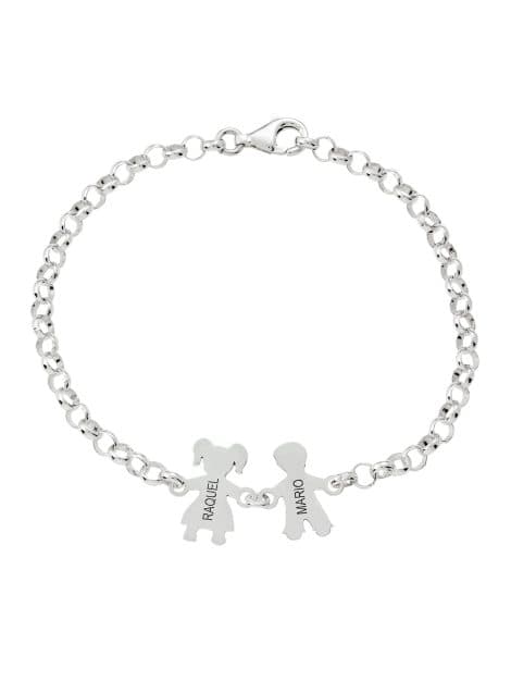 Pulsera de Plata Personalizada para Mamá y Niños. Regalo Ideal para Madres y Abuelas. Hasta 7 Nombres Grabados. Ajustable.