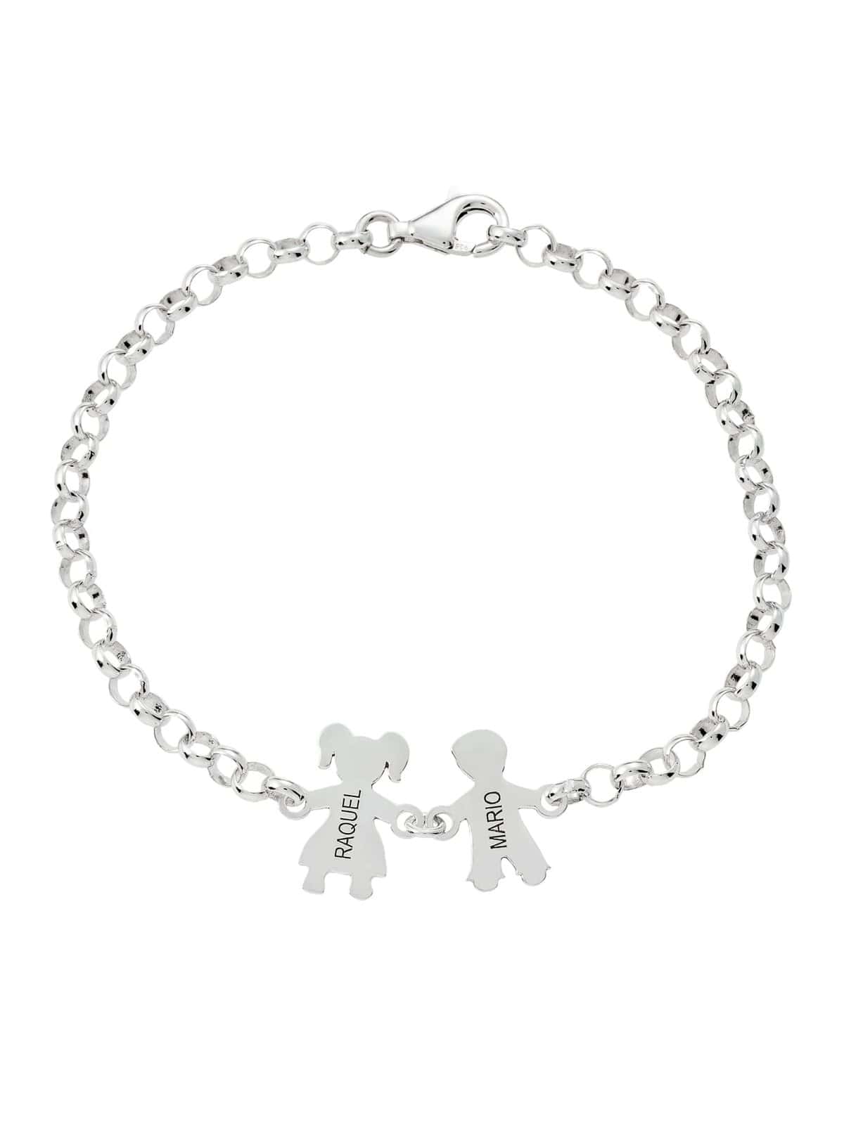 PlataJewels-Pulsera Personalizada Mama Niños de Plata de Ley 925.Pulsera Ideal como Regalo para Madre o Abuela.Pulsera con Nombre personalizado de Hijos y Nietos.Graba de1 a 7 Nombres.Ajustable