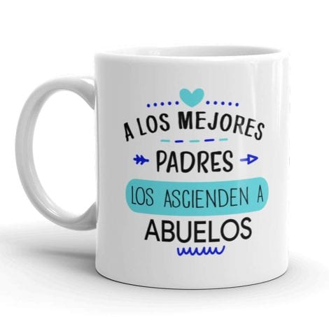 Taza de regalo para el Día del Padre: Taza de Desayuno para Abuelo con Mensaje “Los mejores padres son ascendidos a abuelos”. Tazas originales. Regalo para abuelos.