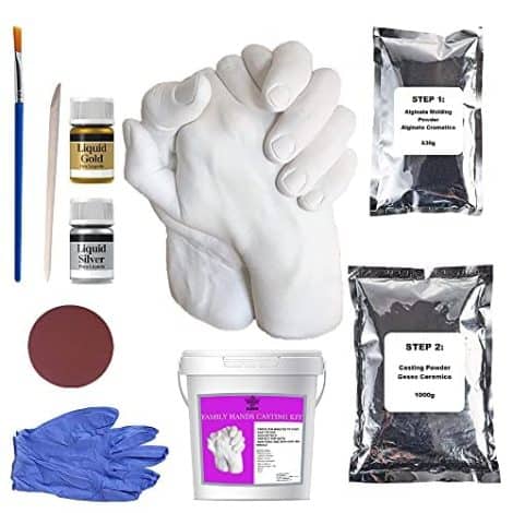 BWAY Kit de Moldes de Manos – Alginato para Escultura – Regalo Original para tu Novia – Fácil de Hacer – Instrucciones Incluidas – Perfecto para la Familia.