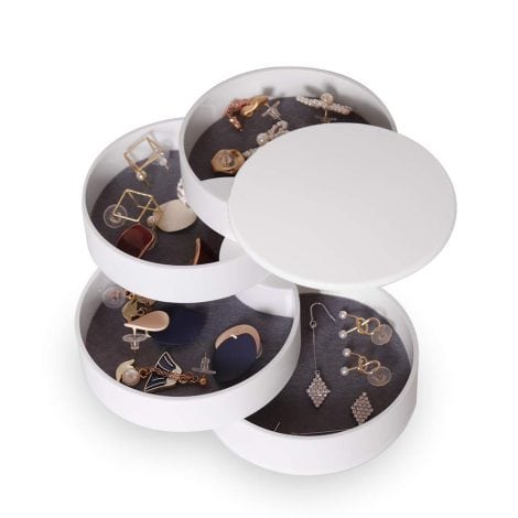 Organizador de Joyas INMORVEN de 4 Niveles con Rotación de 360°, ideal para mujer y niña, perfecto para guardar joyas pequeñas como pendientes, anillos, pulseras y collares, ¡ideal para regalos de cumpleaños y vacaciones!