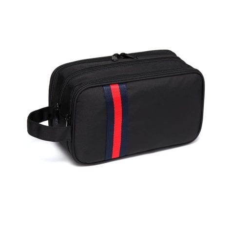 Neceser de viaje compacto para hombre y mujer, organizador de maquillaje y aseo, impermeable y con bolsillos. 25.5x15x10CM, color negro.