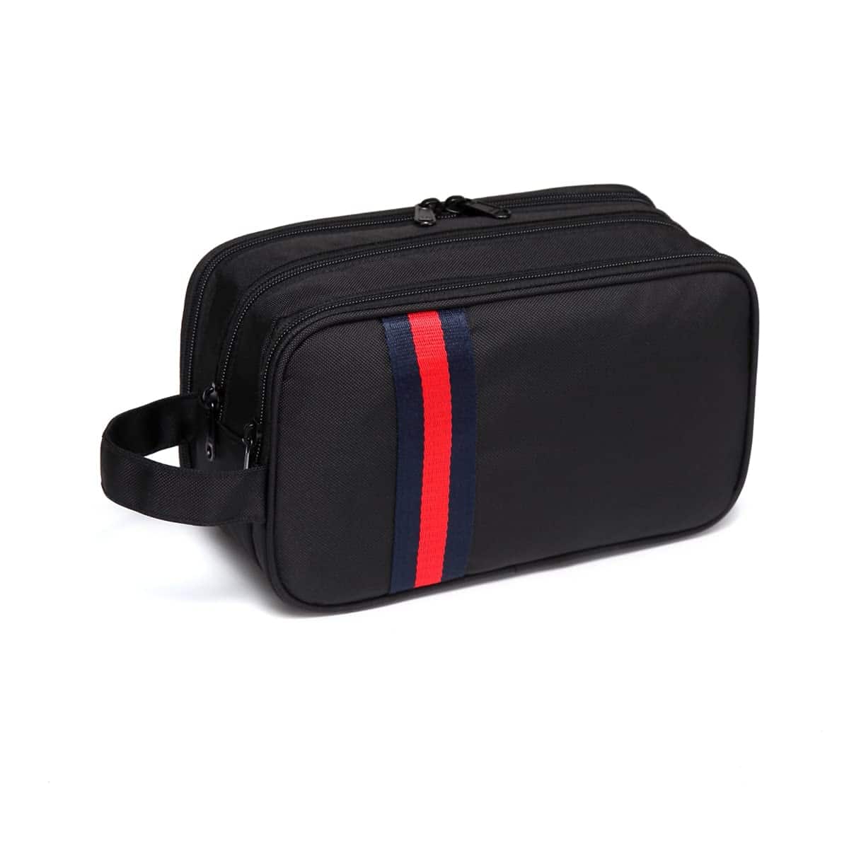 VASCHY Neceser Viaje, Neceser Hombre Compacto Neceser Maquillaje Organizador Bolsa de Aseo para Mujer Hombre Bolsa de Cosméticos Impermeable con Múltiples Bolsillos, 25.5x15x10CM, Negro