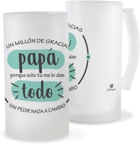 Jarras de cerveza grabadas con diseños únicos, un regalo especial para celebrar el Día del Padre, San Valentín o aniversarios. Diseño: Gracias.