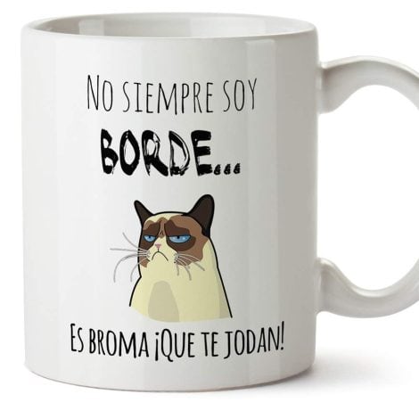 Taza de Cerámica Divertida MUGFFINS – No siempre soy antipático, ¡es una broma! – 350 ml – Frases sarcásticas y humorísticas.