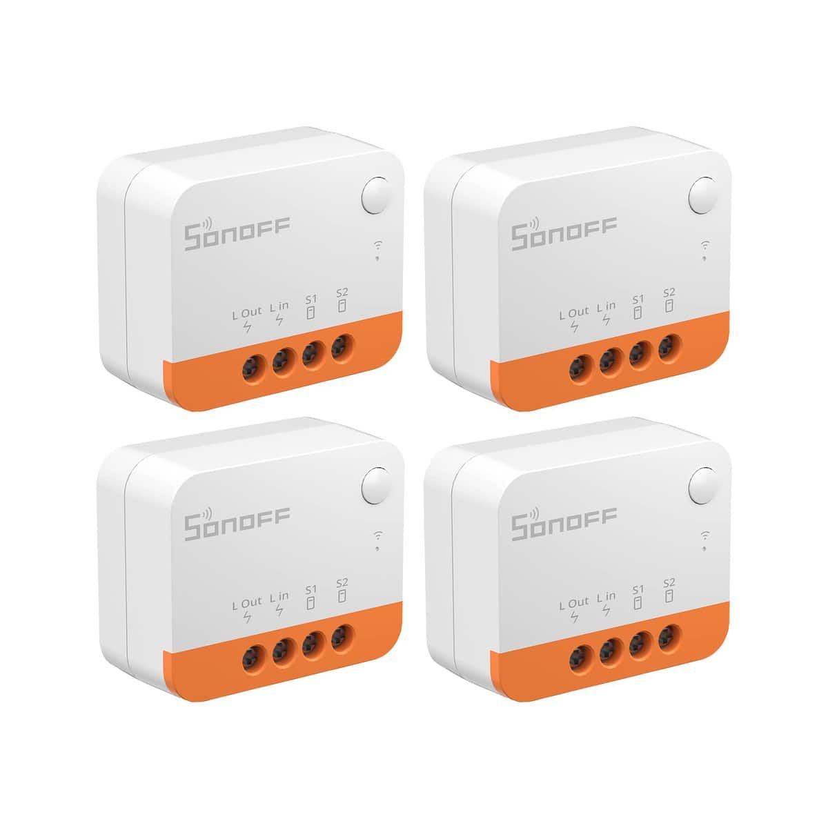 SONOFF ZBMINIL2 4pcs Zigbee Interruptor inteligente, interruptor Sin Neutro?Interruptor inalámbrico ZigBee de 2 vías,Requiere ZigBee 3.0 Gateway Hub Compatible con Alexa y Google Home(6A 1440W)