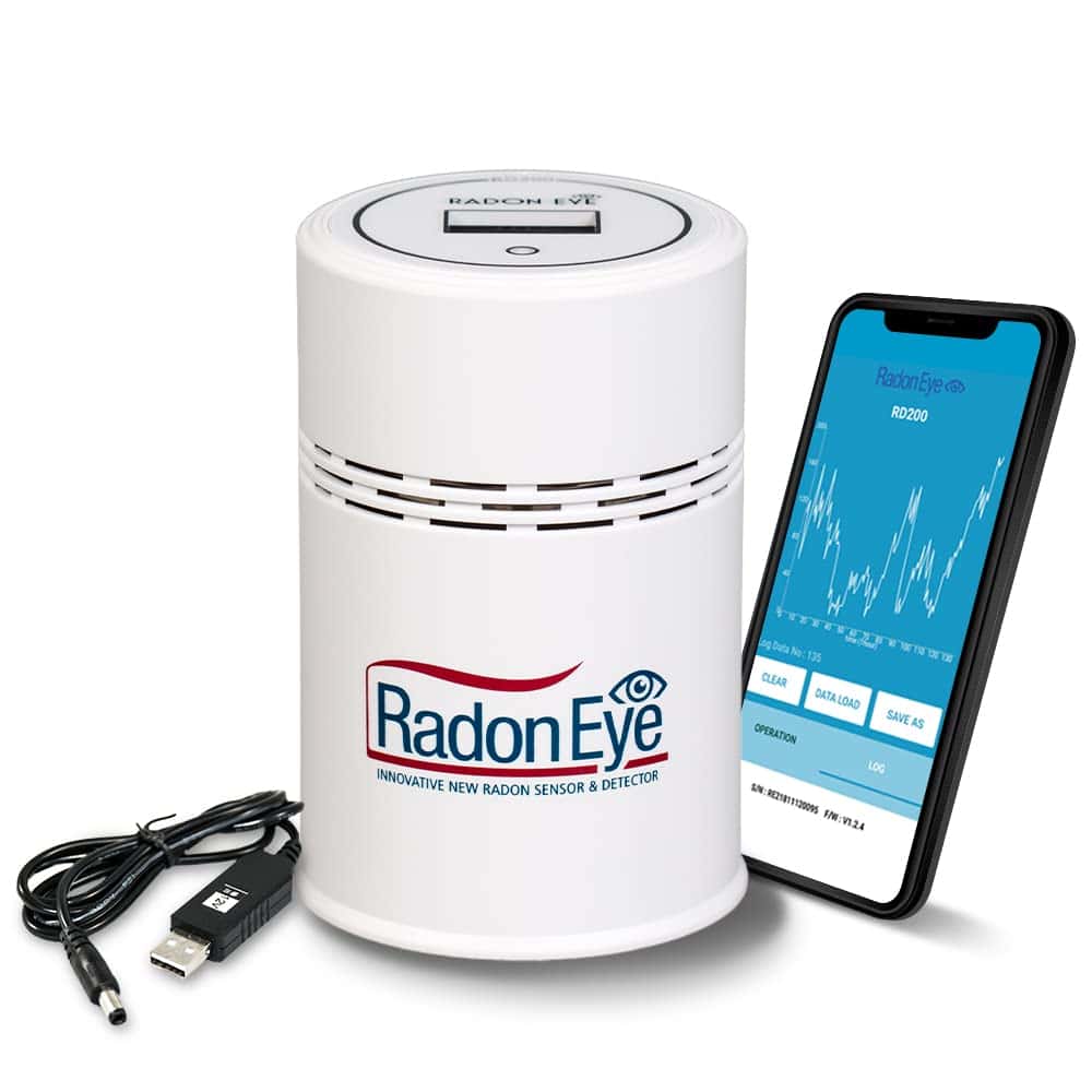 RadonTec | RadonEye-Set | + Cable USB + Manual + Consejos de medición de radón + HandyAPP + Certificado | Radon Eye RD200 Radon Meter - El Dispositivo Profesional para su hogar