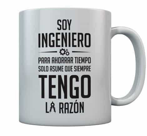 Taza de Cerámica – Soy Ingeniero y Siempre Tengo la Razón – Regalo para Ingenieros, 350ml Blanco.