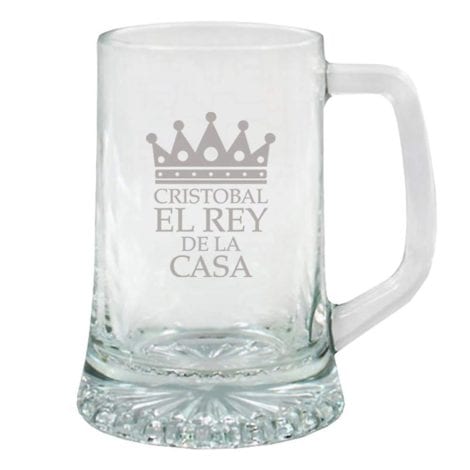 Regalo especial para hombre: jarra de cristal personalizada “Rey de la casa” con nombre, ideal para cumpleaños o Día del Padre.