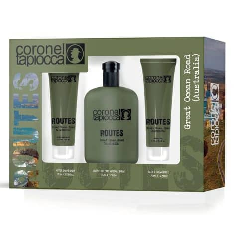 Estuche de regalo para hombre Coronel Tapiocca, con perfume, after shave y gel de baño australianos de 75 ml cada uno. Eau de Toilette masculina, fresca, sofisticada y de larga duración.