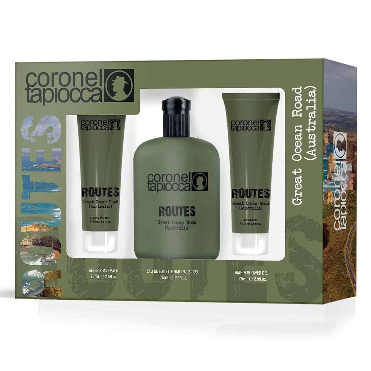 CORONEL TAPIOCCA - Australia Perfume 75 ml + After Shave 75 ml + Gel de Baño 75 ml, Estuche de Regalo Hombre, Pack 2, Perfumado, Eau de Toilette Masculina, Fresca y Sofisticada, de Larga Duración