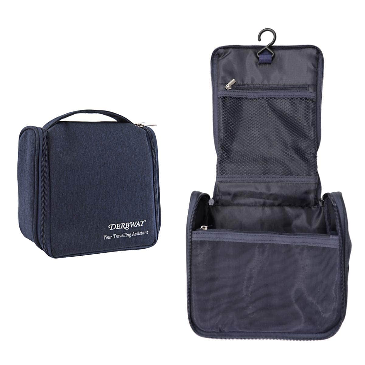 Bolsos de Aseo,Cosmetica,Maquillaje,Neceser para Viaje Impermeable,Bolsa de Gimnasio para Hombre, Gancho Colgante y Plegable Multifuncional Viaje, Bolsillos Múltiples para Varios Artículos-Azul