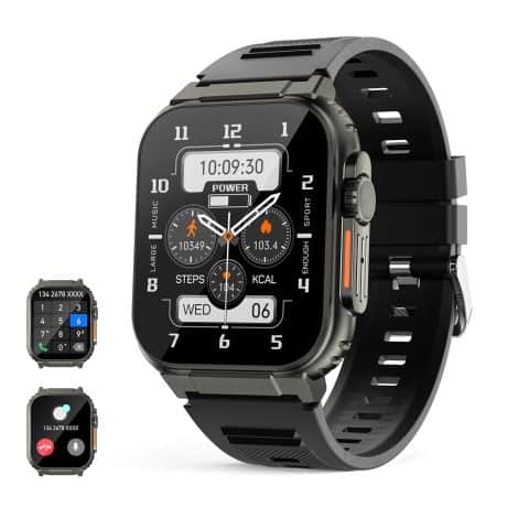 Smartwatch para hombres con llamadas, control de actividad, modo deporte, sueño, podómetro, música y batería de 600 mah. Compatible con Android e iOS.