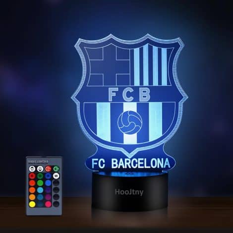 Lámpara de fútbol del Barcelona HooJtny, 16 colores de luz y control remoto, perfecta para niños futbolistas.