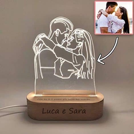 Lámpara personalizada con foto y base grabada: regalo aniversario para parejas, personalizado para hombres y mujeres.