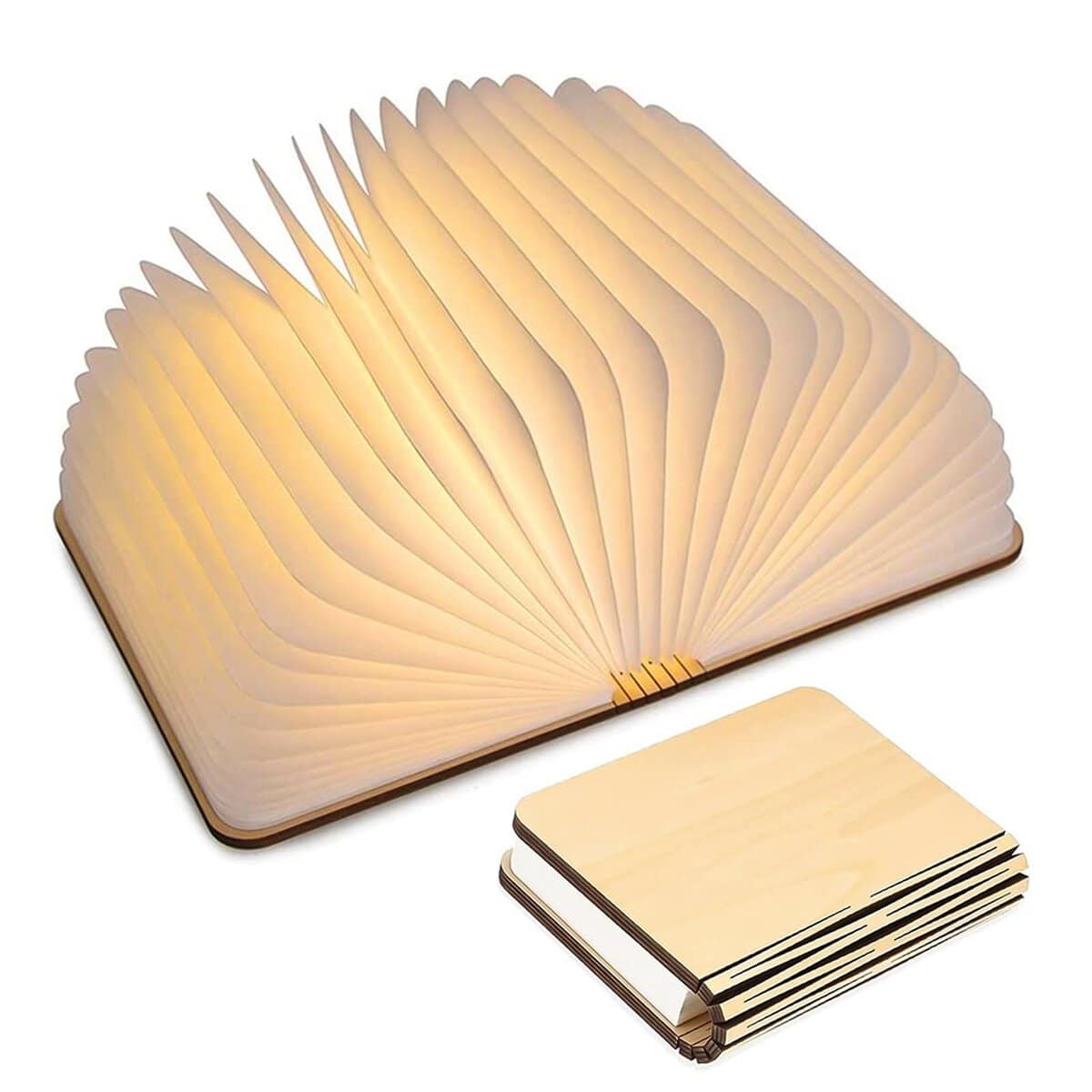 SANOTO Lampara Libro Plegable, Walnut Lampara Libro Lectura Luz del Humor con Batería Recargable de 2500mAh, Lámpara de Libro Plegable Magnética 360°, Regalos de Cumpleaños de Navidad