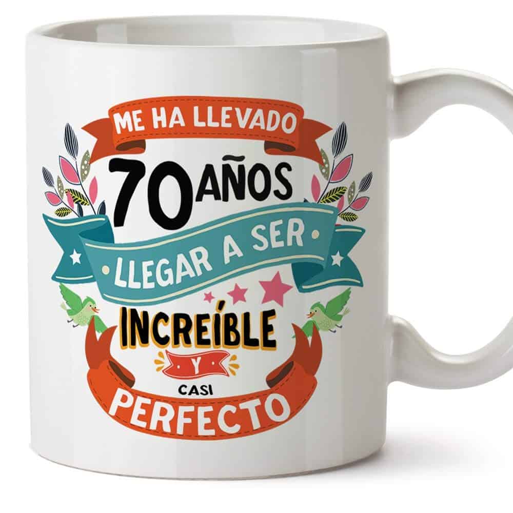 MUGFFINS Taza 70 Cumpleaños - "Me ha llevado 70 años llegar a ser increíble y casi perfecto - Regalos Desayuno Feliz Cumpleaños