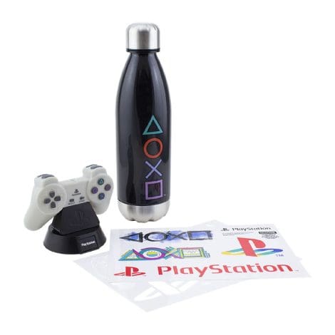 Pack de regalo de Play Station de Paladone con luz de iconos, pegatinas y botella – Producto oficial.