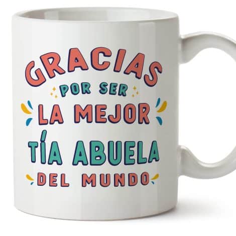 Tazas MUGFFINS para la mejor TÍA ABUELA. En Español, 11 oz / 330 ml – Regalo original y divertido. Gracias.