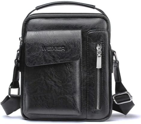 Bolso de Cuero para Hombre, Pequeño y versátil para Teléfono, Dinero y necesidades diarias.