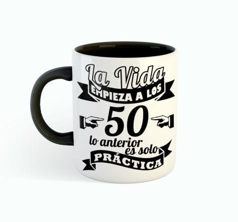 Taza especial 50 cumpleaños – Regalo único 50 años – Detalles hombres/mujeres 50 años – Taza desayuno original.