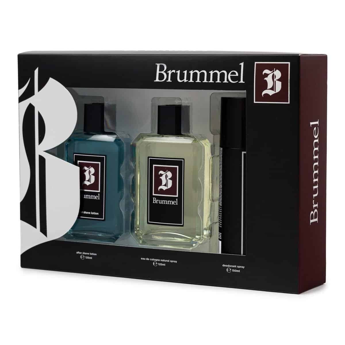 BRUMMEL - Clásica, Perfume 125 ml + After Shave 125 ml + Desodorante en Spray 150 ml, Estuche de Regalo para Hombre, Pack 3 Masculino, Fragancia Especiada y Amaderada, de Larga Duración