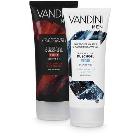 Pack de regalo VANDINI para hombre con gel de ducha – Adecuado para pieles normales a secas – Kit vegano libre de siliconas y parabenos (2x 200 ml)