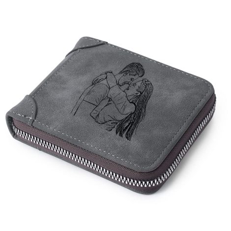 Nueva cartera personalizada con fotos para hombres, ideal como regalo de cumpleaños, aniversario o día del padre. (Gris oscuro)