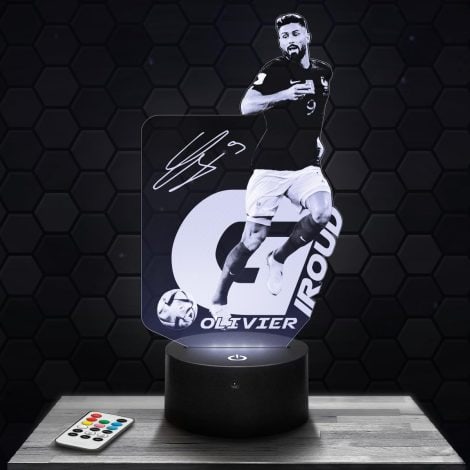 Lámpara de noche O.Giroud: Decoración futbolista. Regalo original para hombres. Ideal para ambientar cuartos de adultos. Regalo navideño.