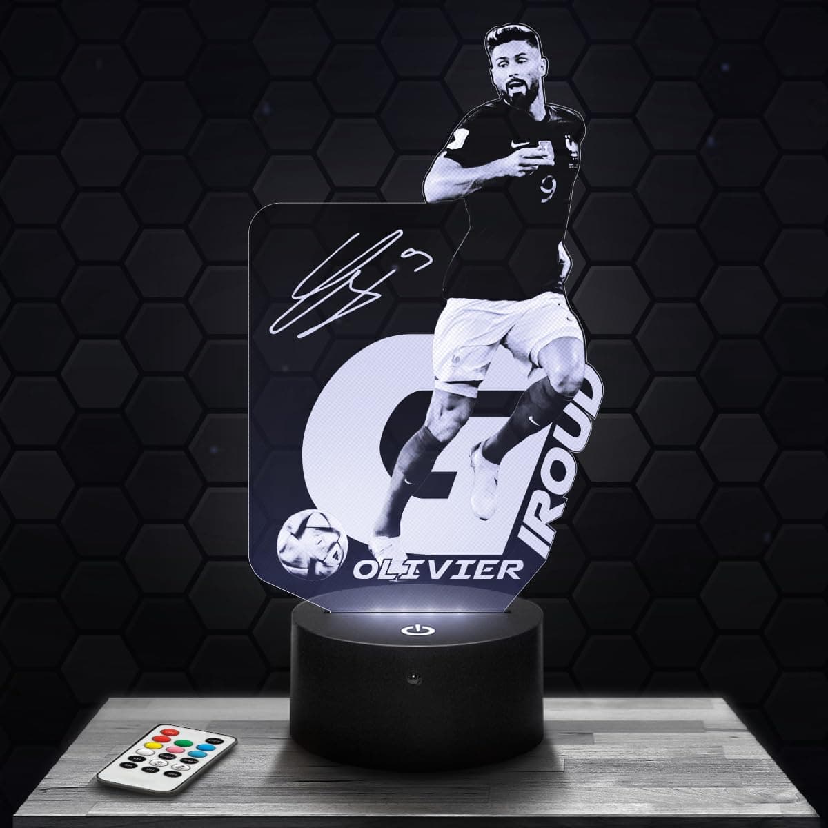 Lámpara de noche O.Giroud Fútbol decoración Futbolista. Idea regalo hombre objeto O.Giroud Fútbol lámpara de noche adulto decoración Cuarto. Idea regalo Navidad hombre original.