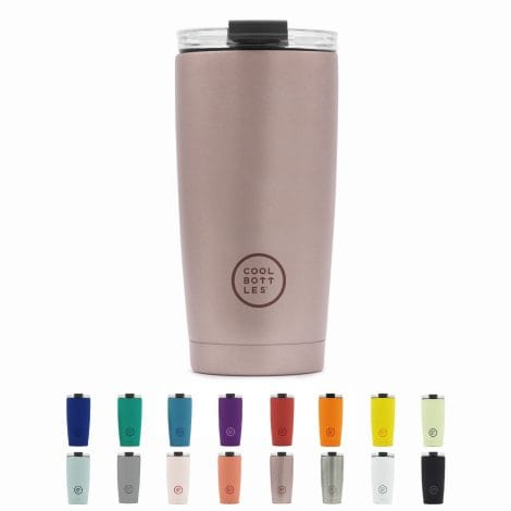 Botellas Chulas – Tumbler – Vaso Térmico – 550 ml – Rosa Metálico – Taza Café – Altura 18 cm – Bebidas frías 10h y calientes 5h – Tapa hermética – Sin BPA.