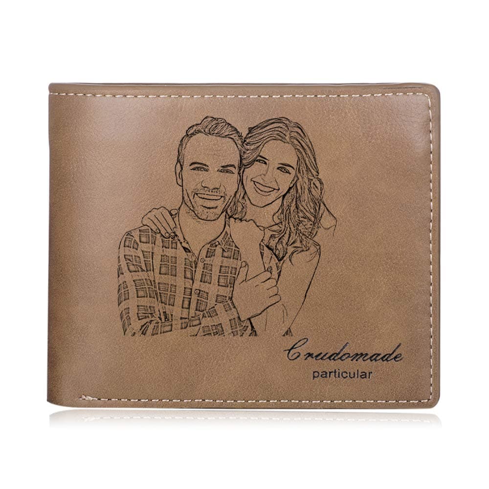 Carteras de Fotos Personalizadas Monedero de Cuero para Hombres con Fecha de Texto Tarjetas Grabadas Cartera para Familia Amigo Son Regalo para día de San Valentín Día de los Padres (Carteras 2)