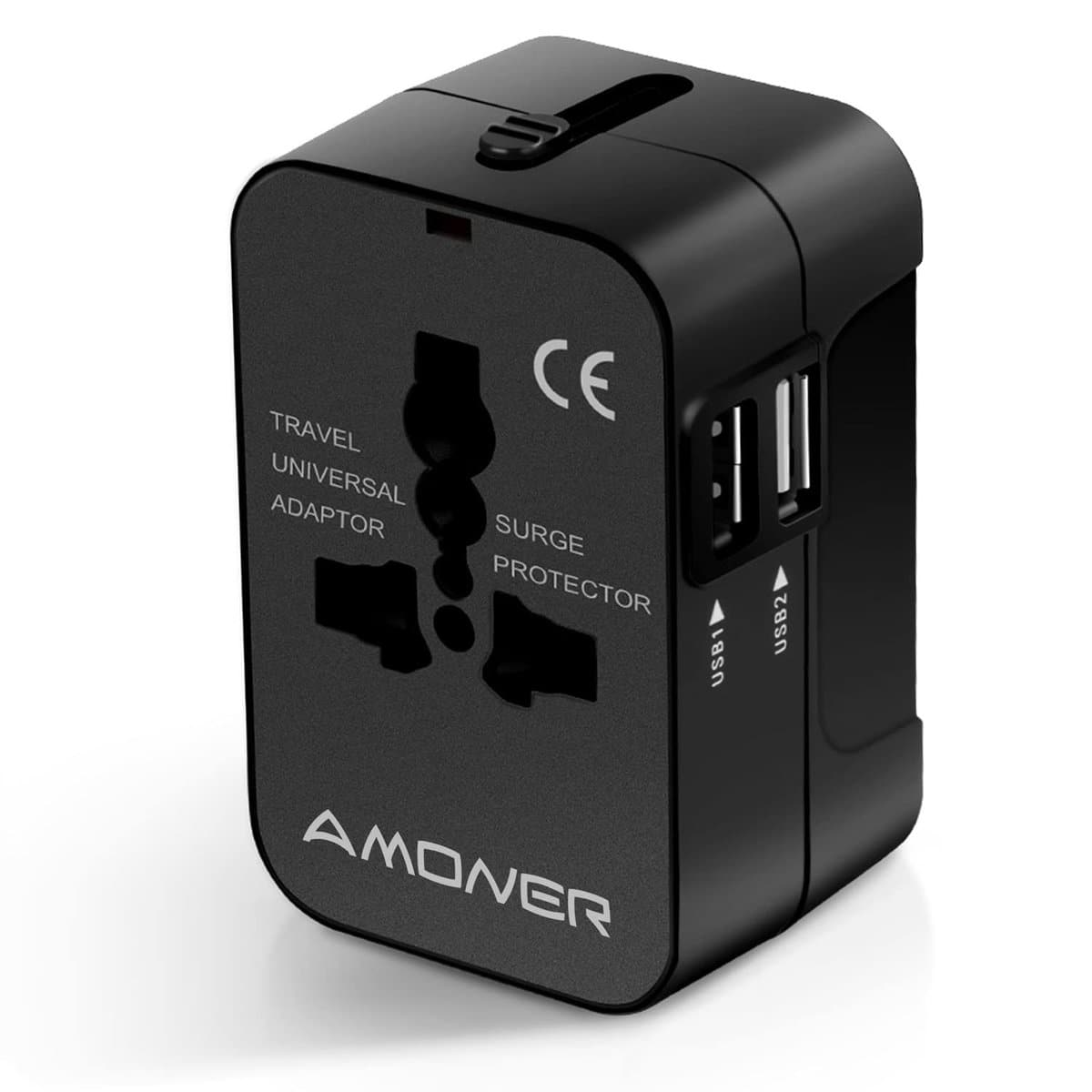 Amoner Adaptador Enchufe De Viaje Universal Enchufe Adaptador Internacional con Dos Puertos USB para USA Europa UK Irlanda Tailandia AU Japón China Canadá