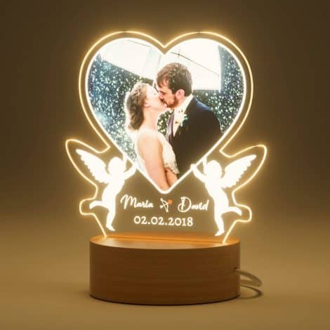 Lámpara con foto personalizada para regalos originales de San Valentín para él y ella, con luz LED USB.