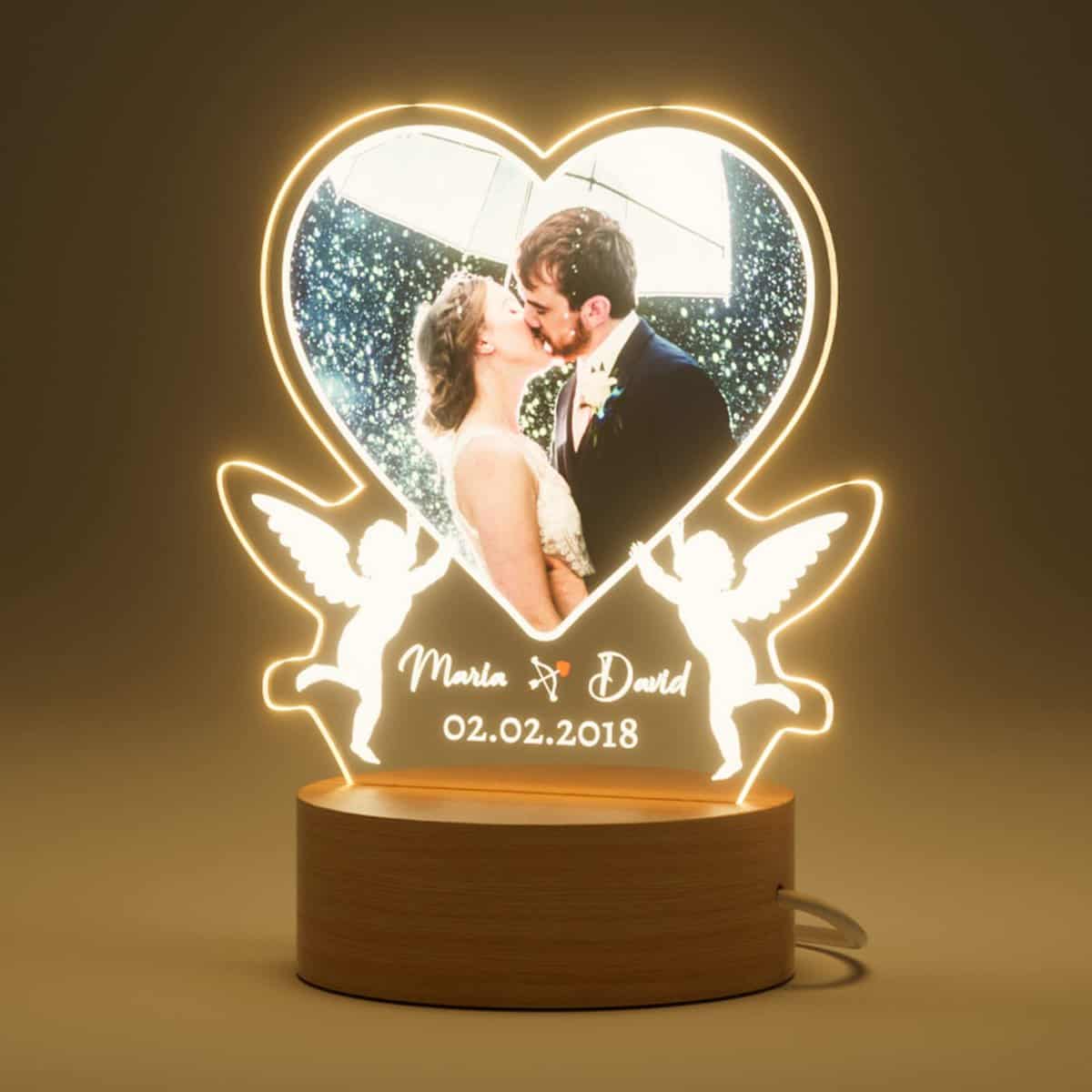 Regalos San Valentin Hombre Mujer - Lampara Personalizada con Tu Foto, Personalizados con Foto Regalos Originales, Luz Nocturna LED USB