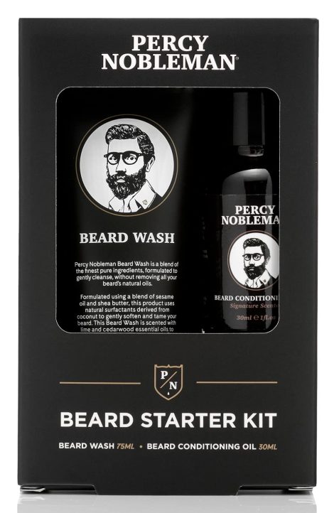 Kit de Inicio para Barba de Percy Nobleman, un Set para Cuidar tu Barba con Aceite y Jabón, ideal como regalo, 30ml / 75ml.