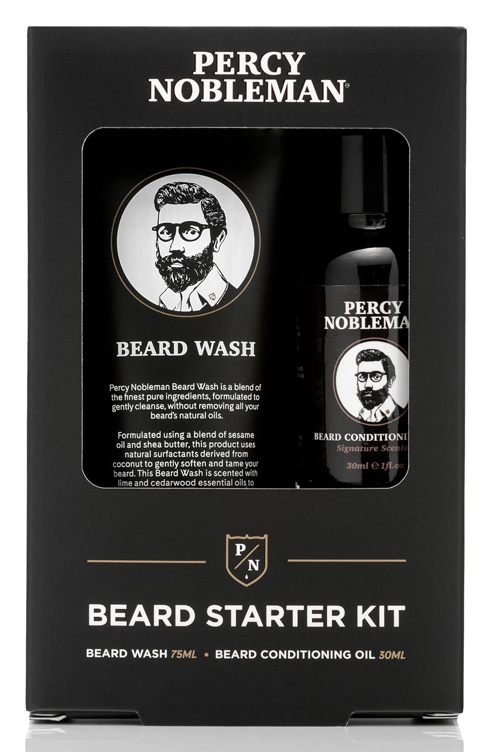 Kit Inicial para Barba de Percy Nobleman, un Kit de Cuidado para la Barba que Contiene Aceite y Jabón para Barba, adecuado como relleno de media, 30ml / 75ml