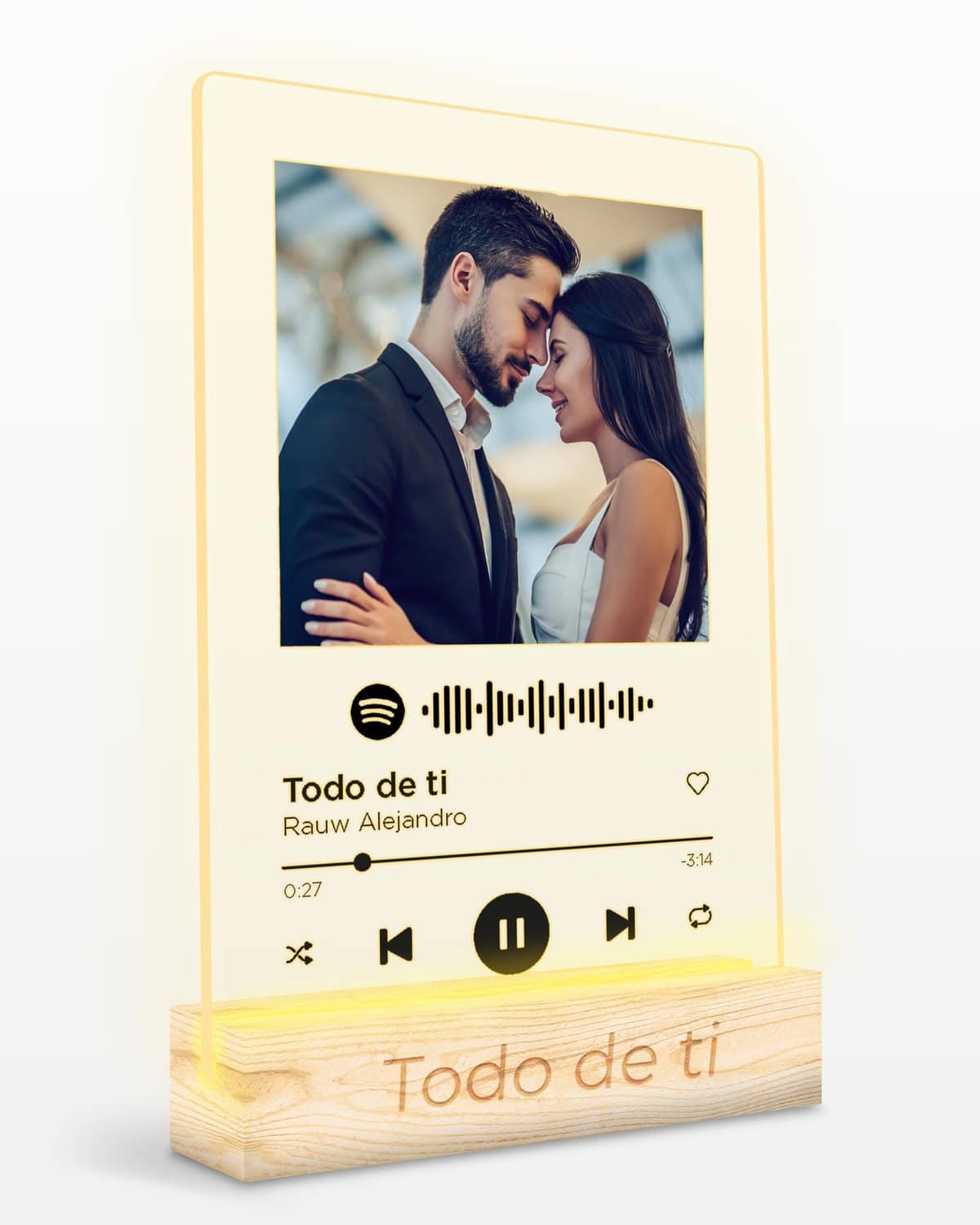 Panorama Placa Cuadro Spotify Personalizada con Luz Negro 15x22 cm - Lampara Metacrilato con Foto - Regalo Personalizado