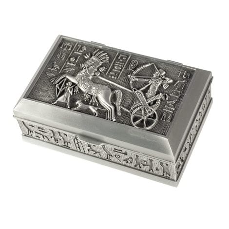 Lacuneadora – Cofre de joyas egipcias Kadesh – 12 x 8 x 5 cm – Ornamento antiguo egipcio – Caja para guardar llaves y relojes – Regalo decorativo para vitrinas – Jeroglíficos de Ramsés, colorido.