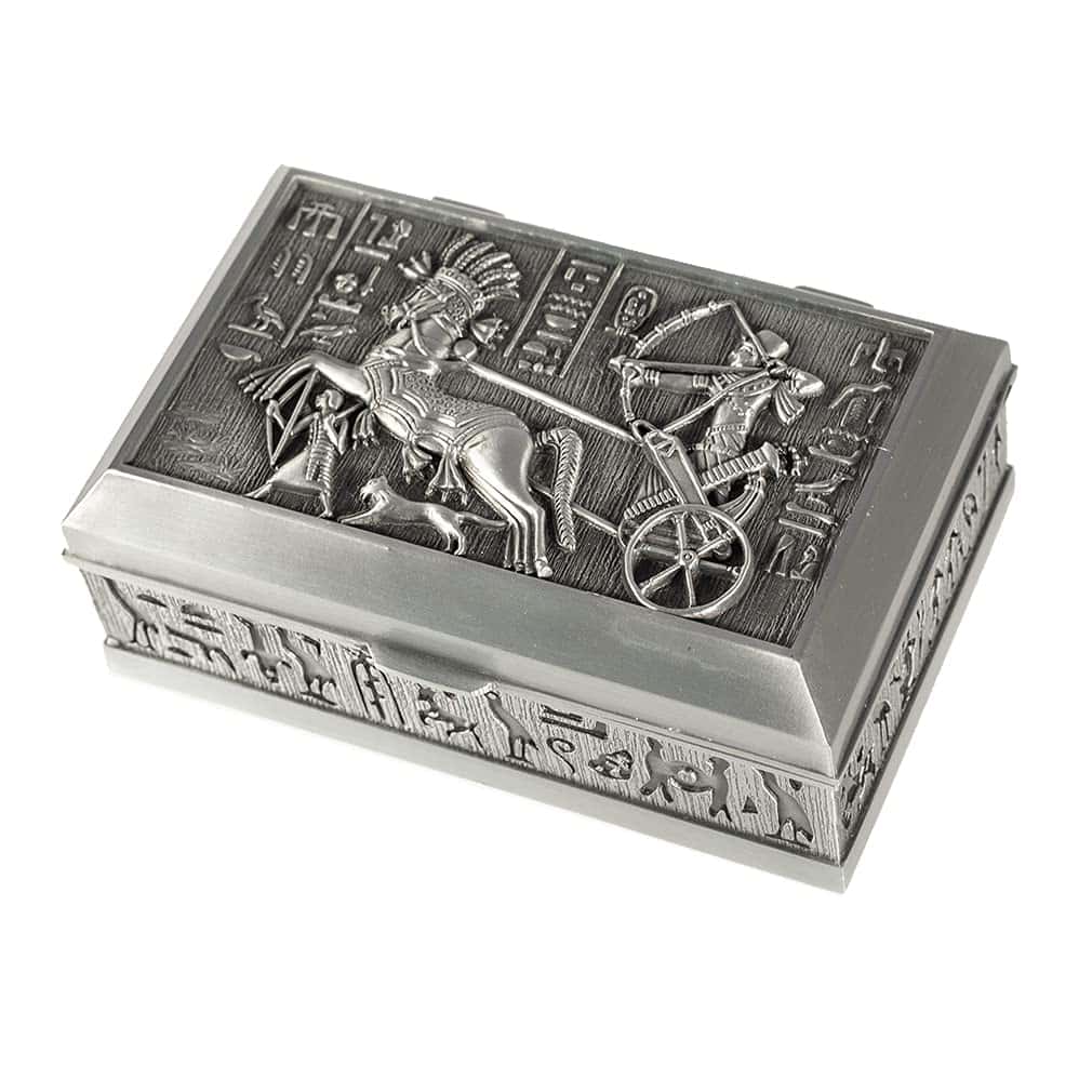 Lachineuse  Caja de joyas egipcia Kadesh  12 x 8 x 5 cm  Decoración egipcia antigua  Caja de almacenamiento de llaves, relojes  Idea de regalo para decoración de urna  Ramsés jeroglíficos, color