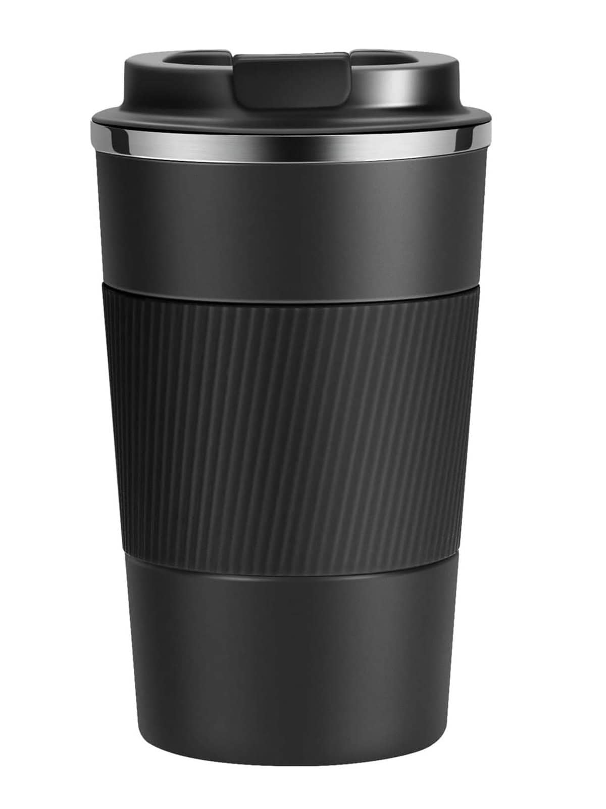 SLOSH Taza Termica de Café para Llevar de Viaje Vaso Termo Cafe Termico de Acero Inoxidable Reutilizables sin BPA de Automóvil Coche Hermético Café Frío y Caliente (Negro 380ml)